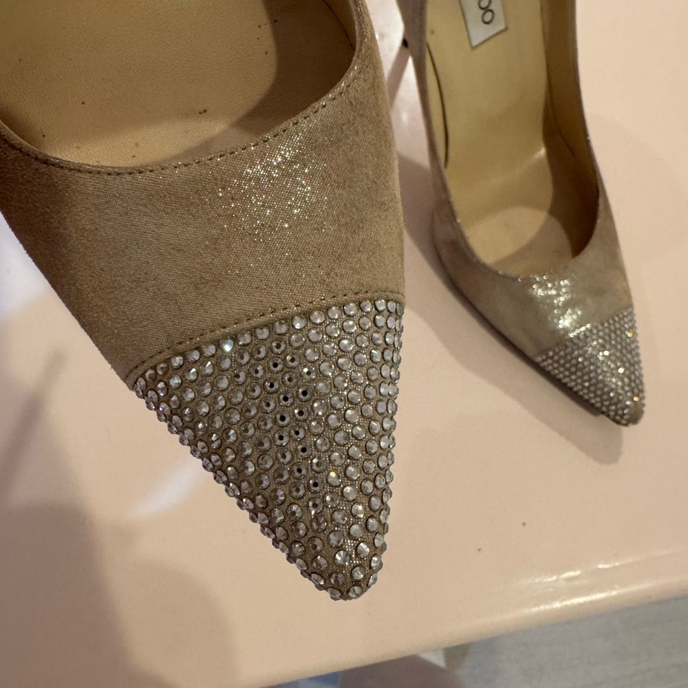 Jimmy Choo gold sparkly heels with toe detail 39 - Picture 10 of 11